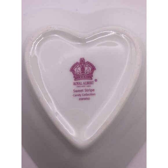 Royal Albert Sweet Stripe Candy Collection Heart Dish Used - Picture 14 of 16